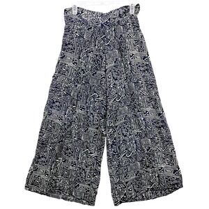 Retro Women's Boho Wide Leg Pants Smocked‎ Rayon Flowy Artistic Geometric Size M